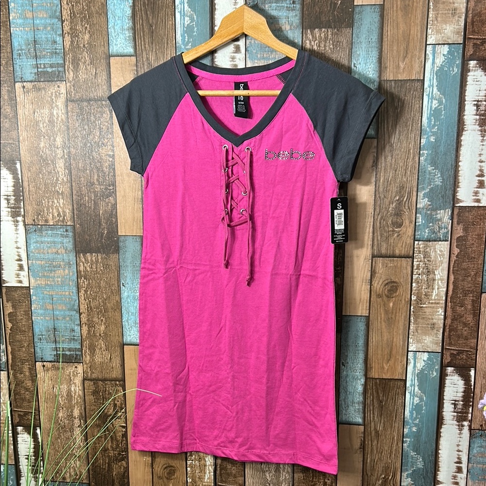Bebe Pink and Gray Lace-Up Women's sleepwear